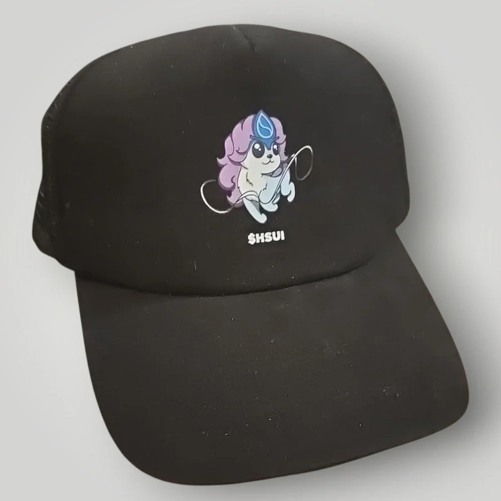 $HSUI Pokemon Crypto Meme Coin Hat Mascot‎ Suicune Big X Black Trucker Snapback